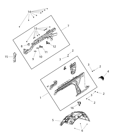 2018 Jeep Wrangler Panel-Fender Diagram for 68281946AA