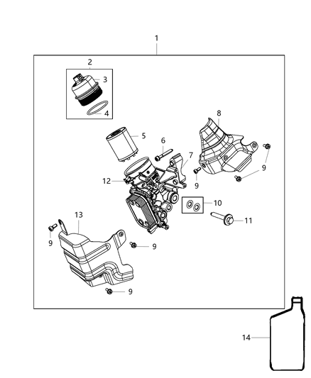 2019 Jeep Compass Engine Oil Filter And Housing / Cooler Diagram 1