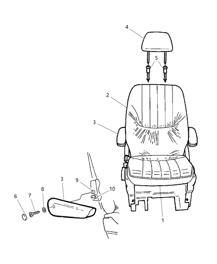 2005 Chrysler Town & Country Quad Seat Cushion Diagram for 1CA311D1AA