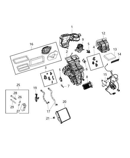 2017 Jeep Renegade A/C & Heater Unit Serviceable Components Diagram