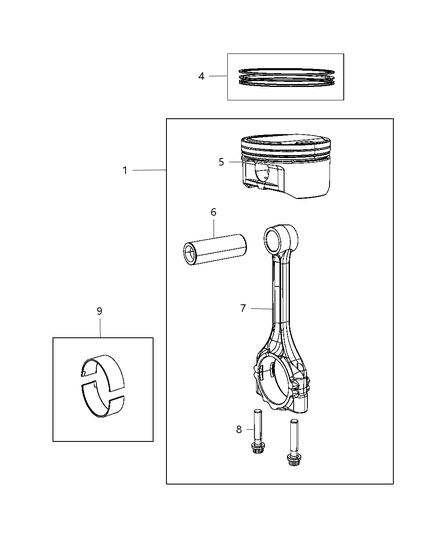 2014 Dodge Dart Pistons , Piston Rings , Connecting Rods And Connecting Rod Bearings Diagram 1