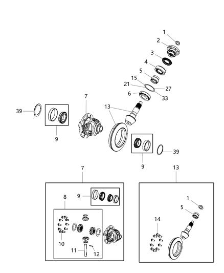 2020 Jeep Wrangler Differential Assembly, Front Diagram 1