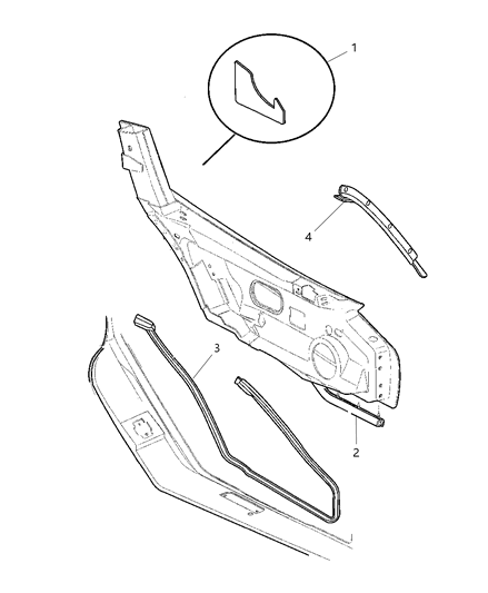 2000 Dodge Viper WEATHERSTRIP-B Pillar WEATHERSTRIP Diagram for 4848464AC