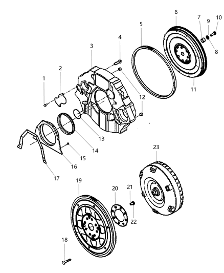 2007 Dodge Ram 3500 Crankshaft Pistons & Flywheel & Torque Converter Diagram 2