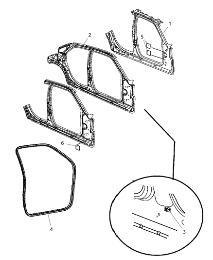 2007 Chrysler 300 Panel-Body Side Aperture Front Diagram for 5135905AH