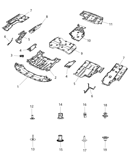 2019 Chrysler Pacifica Underbody Shields Diagram