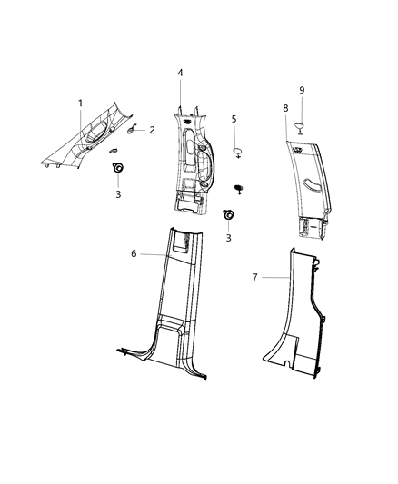 2018 Ram 1500 Panel-C Pillar Diagram for 1EB78DX9AB