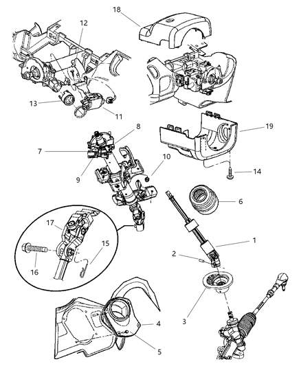 2001 Chrysler PT Cruiser Coupling-Steering Diagram for 4664234AA