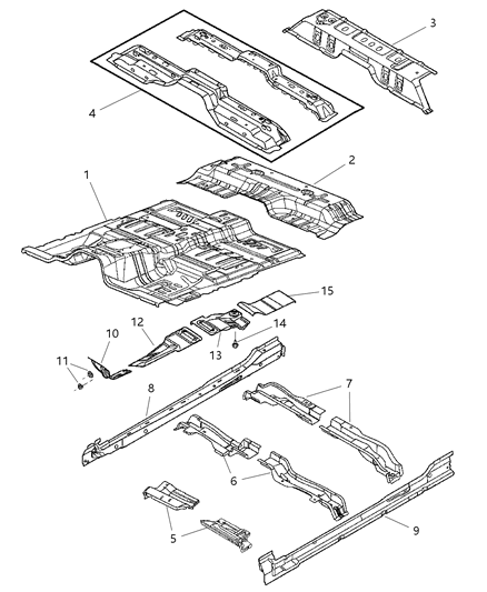 2005 Dodge Dakota CROSSMEMBER-Floor Pan Diagram for 55359946AA