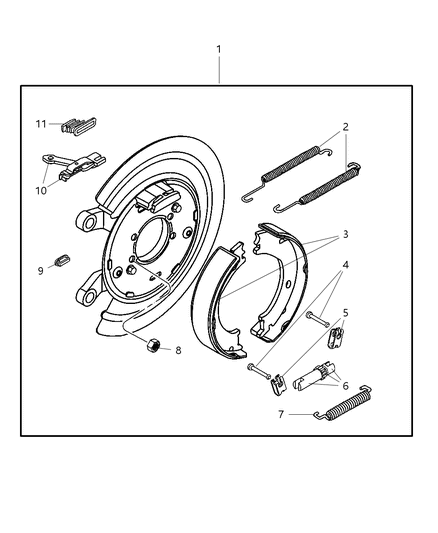 2003 Dodge Ram 1500 Parking Brake Assembly, Rear, Disc Diagram