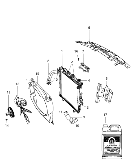 2009 Chrysler Aspen Radiator & Related Parts Diagram 1