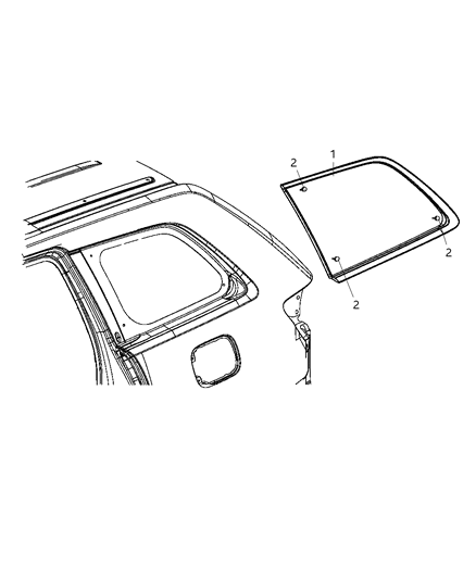 2011 Jeep Grand Cherokee Glass, Quarter Diagram