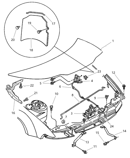 2000 Chrysler Sebring Lever-Remote Hood Release Diagram for 4697000