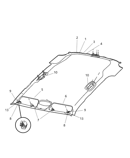 2007 Jeep Liberty Headliner & Visor Diagram