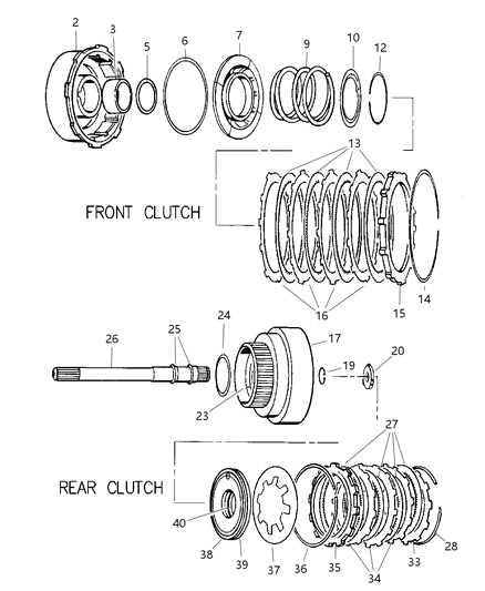 1999 Dodge Dakota Clutch Front & Rear Diagram 1