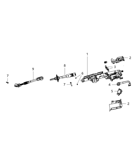 2010 Jeep Wrangler Column-Steering Diagram for 55351275AF