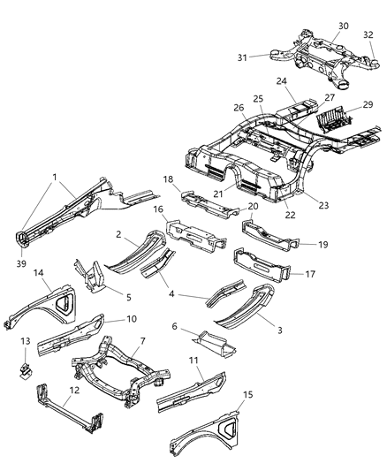 2005 Chrysler 300 Frame-Rear Axle Diagram for 4782324AF