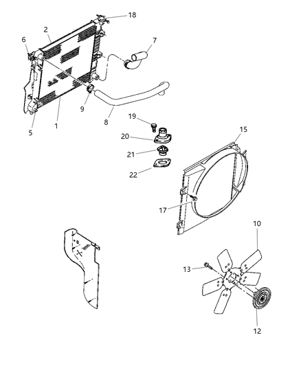 2002 Dodge Durango Radiator & Related Parts Diagram 1