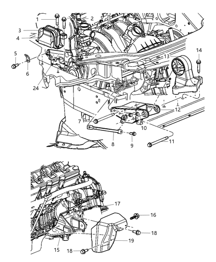 2004 Dodge Stratus Front Mounts & Brackets Diagram