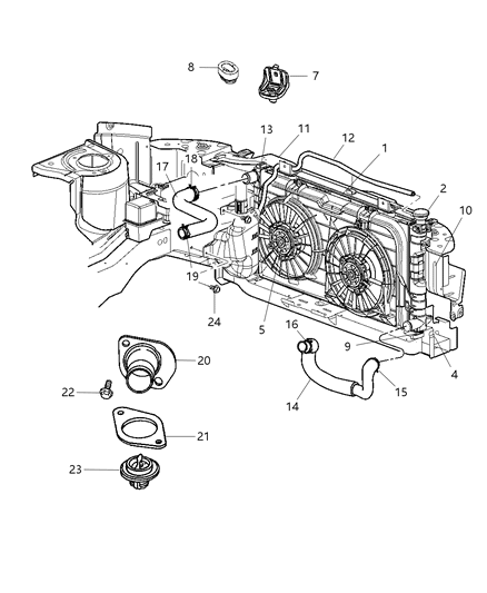 2006 Dodge Grand Caravan Engine Cooling Radiator Diagram for 4677692AA