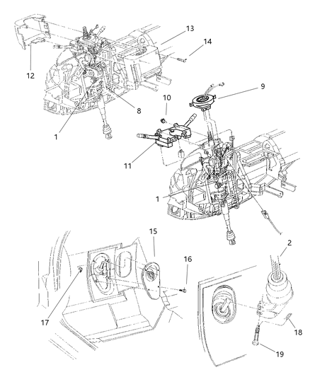 1998 Dodge Stratus Column, Steering, Upper And Lower Diagram