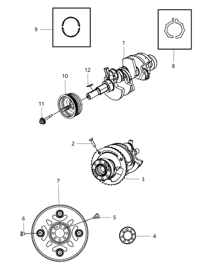 2010 Chrysler PT Cruiser Crankshaft, Crankshaft Bearings, Damper And Flywheel Diagram