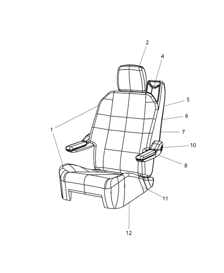 2009 Dodge Grand Caravan Seat-Rear Quad Diagram for 1DT231D5AD