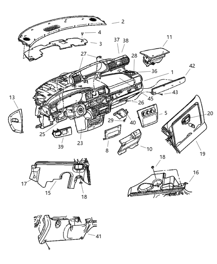 2001 Chrysler Sebring Sedan & Convertible Instrument Panel Diagram