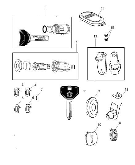 1997 Dodge Ram 1500 Lock Cylinders & Components Diagram