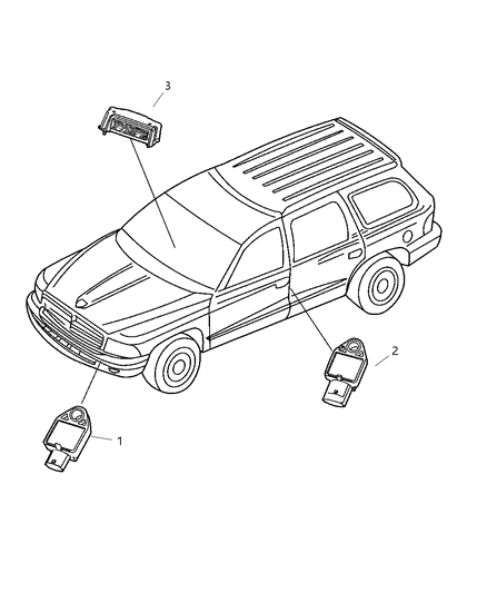 2004 Dodge Durango Air Bag Modules & Sensors Diagram