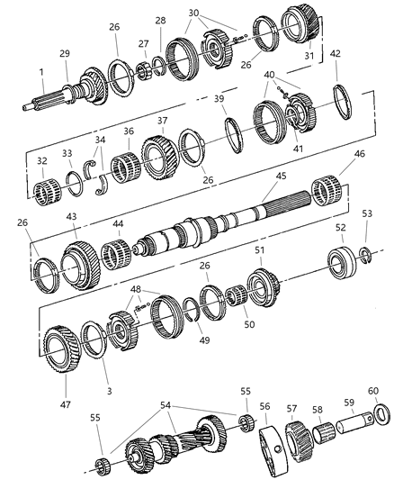 2002 Dodge Dakota Ring-1ST And 2ND Speed Blocker Diagram for 5013385AA