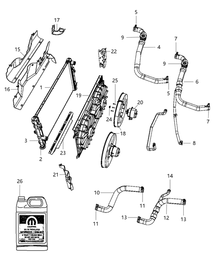 2013 Jeep Compass Radiator & Related Parts Diagram 2