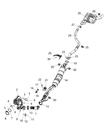 2019 Jeep Wrangler Clamp-Exhaust Diagram for 68334692AA