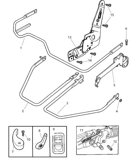 2000 Dodge Dakota Handles - Lock Bar & Attaching Parts Diagram