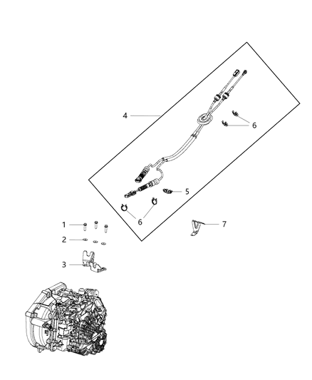 2020 Jeep Cherokee Gearshift Lever , Cable And Bracket Diagram 1