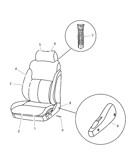 2002 Dodge Neon Front Seat Cushion Cover Diagram for UA061L5AA