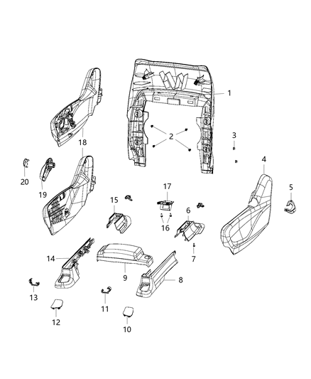 2019 Chrysler Pacifica Shields And Plastics - Combined - Passenger Seat Diagram