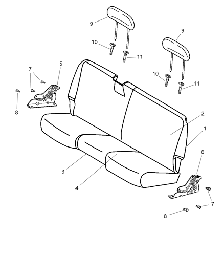 2006 Dodge Ram 3500 Rear Seat Cushion Cover Diagram for 1DM361D5AA