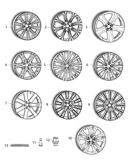 2013 Chrysler 300 Aluminum Wheel Diagram for 5MA12DD5AA