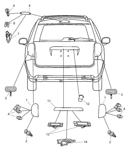 2007 Chrysler Town & Country Lamps - Rear Diagram