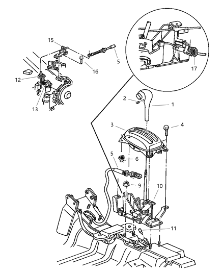 2000 Dodge Neon Transmission Gearshift Control Cable Diagram for 4668900AC