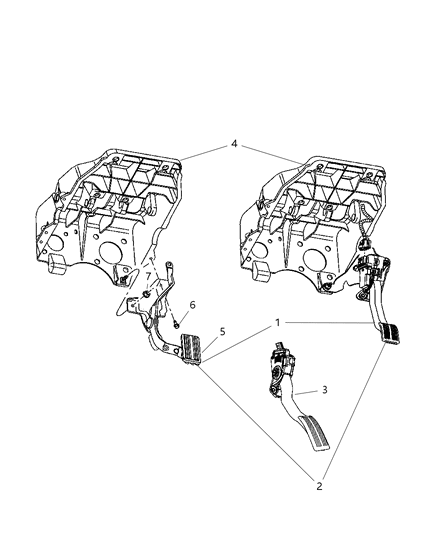 2007 Dodge Ram 1500 Cover-Pedal Diagram for 5140908AA