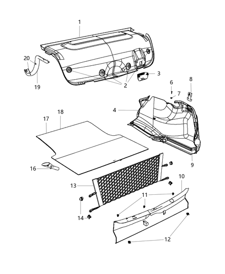 2016 Chrysler 300 Carpet - Luggage Compartment Diagram