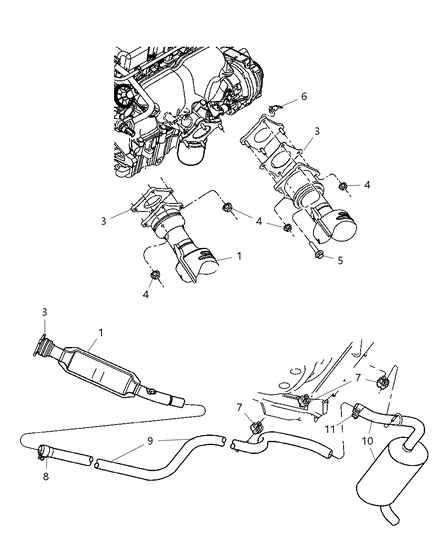 2007 Chrysler PT Cruiser Exhaust System Diagram