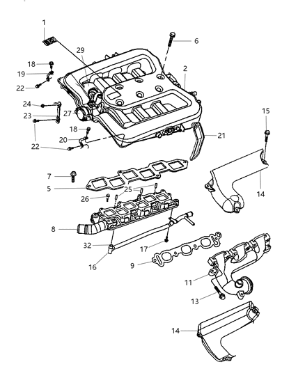 2003 Dodge Intrepid Manifolds - Intake & Exhaust Diagram 2