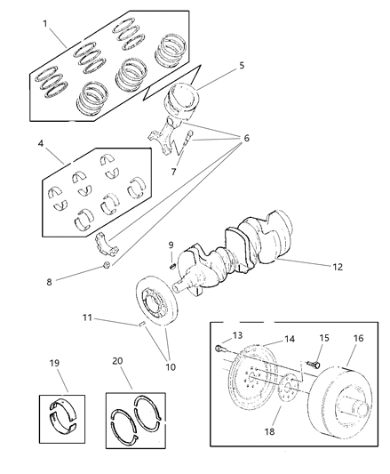 1999 Dodge Caravan Crankshaft & Pistons Diagram 2