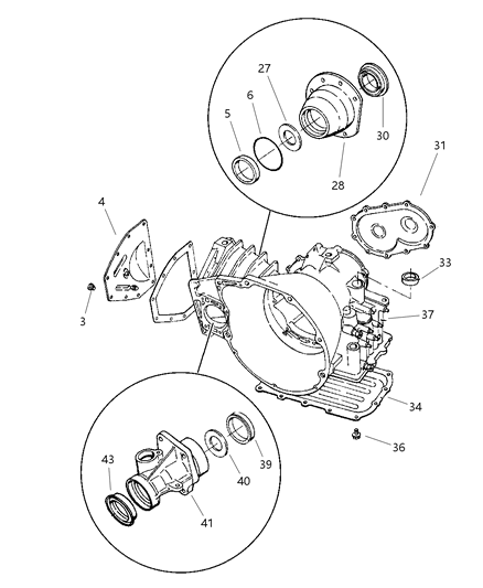 1998 Dodge Neon Case, Extension & Retainer Diagram