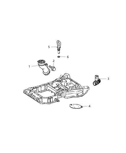 2008 Dodge Sprinter 2500 Engine Oil Pan & Engine Oil Level Indicator & Related Parts Diagram 1