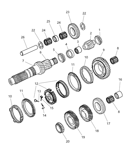 2001 Dodge Ram 1500 Snap Ring-COUNTERSHAFT Diagram for 5011358AA