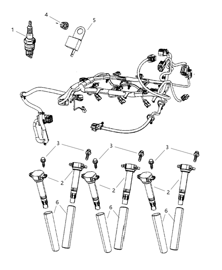 2008 Dodge Nitro Spark Plugs & Ignition Coil Diagram 2